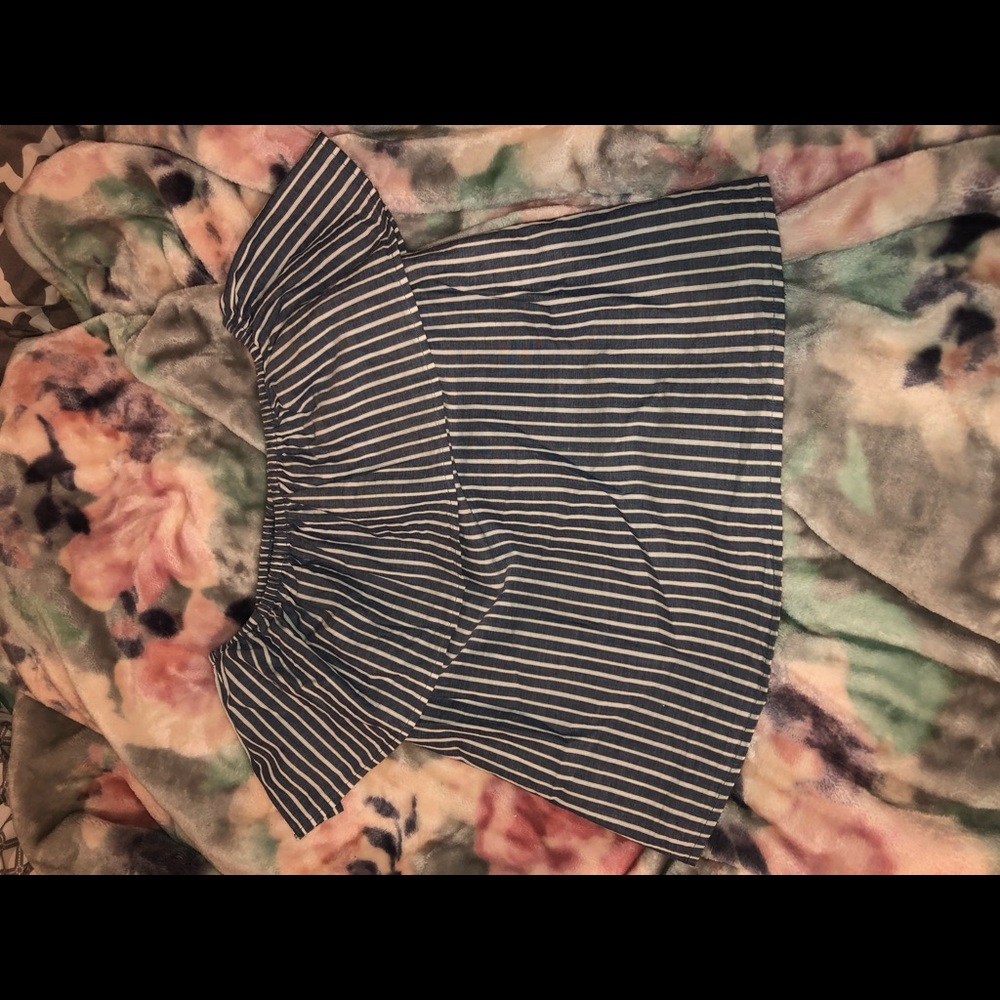 Off the shoulder striped shirt